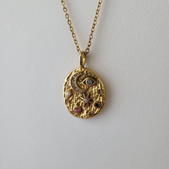 Evil Eye Celestial Skies Stainless Steel Necklace - Gold - Picture 5 of 8